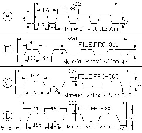 Kết cấu thép sàn sàn cuộn máy ép cho mái nhà sàn, gạch thép TW-FD1250